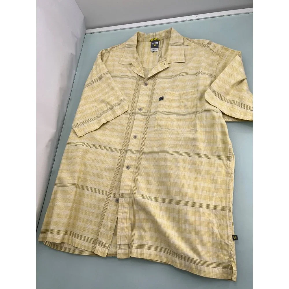 The North Face A5 Series Men Shirt Short Sleeve Button Up Hiking Yellow Large L